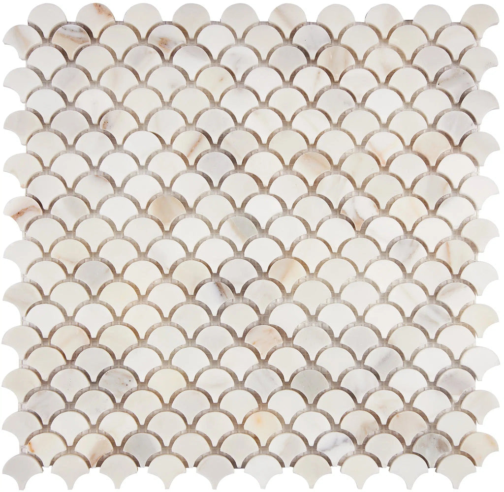 Calacatta Gold Italian Premium Fan (Raindrop) Mosaic Marble Tile Polished-Honed