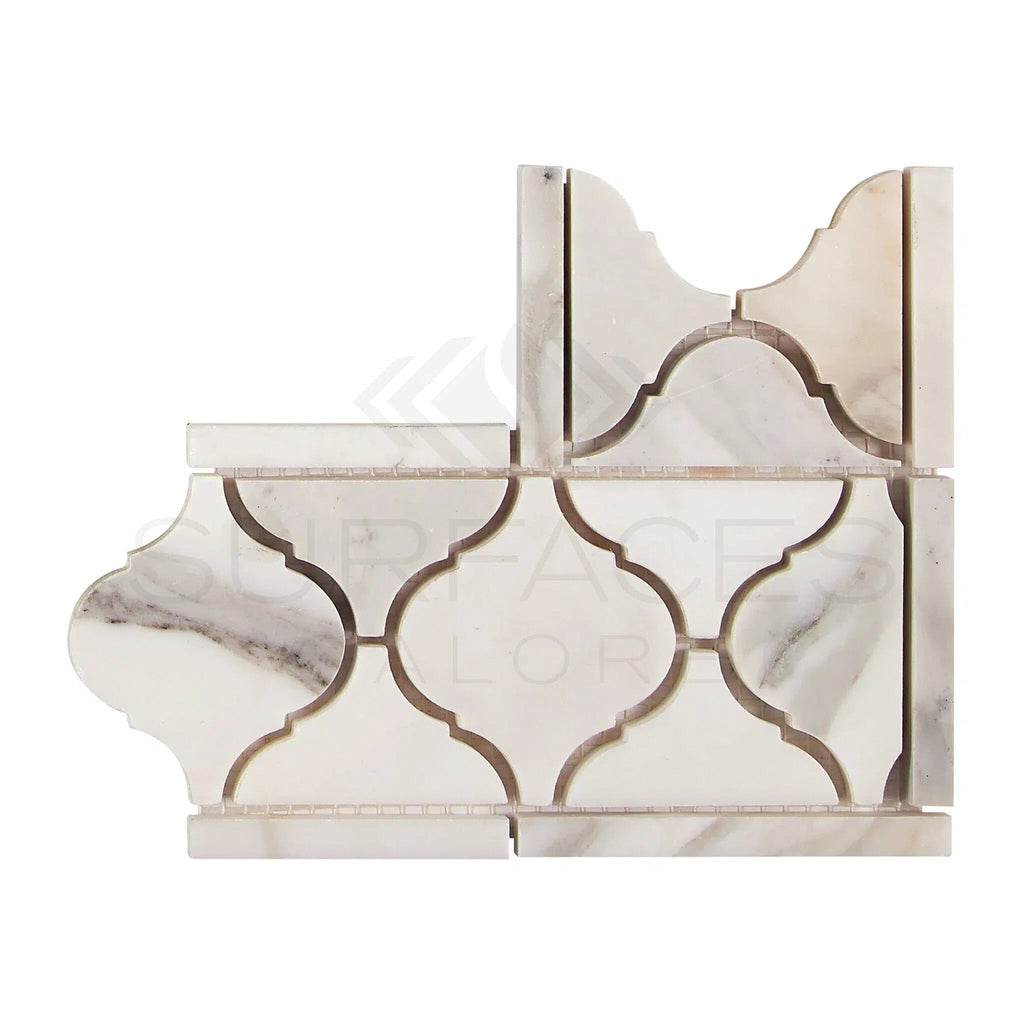 Calacatta Gold Italian Premium Lantern (Luxury) Border - (Corner) Marble Tile Polished - Honed - SurfacesGalorePolished