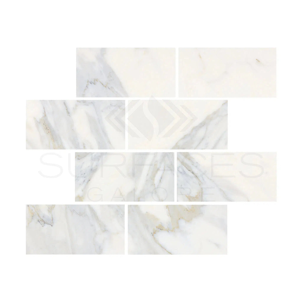 Calacatta Gold Italian Premium Marble 3X6 Polished - Honed - SurfacesGalorePolished