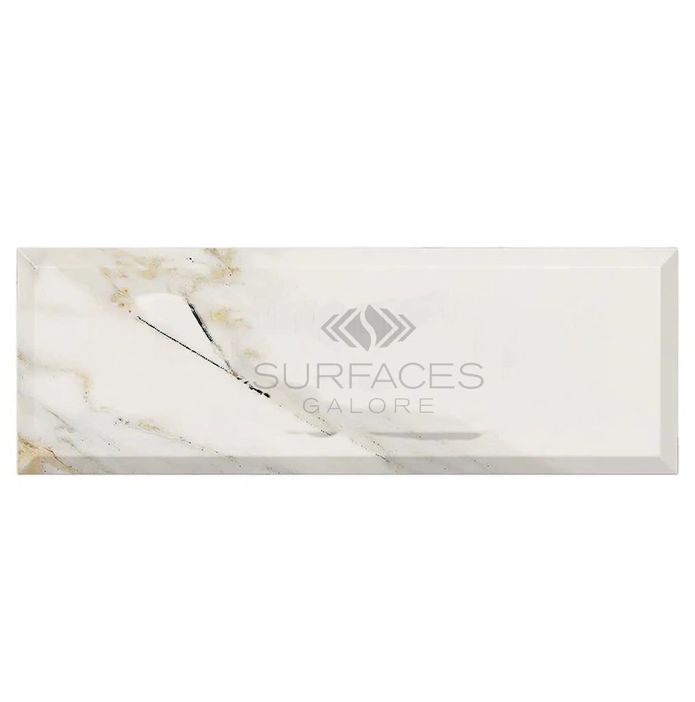 Calacatta Gold Italian Premium Marble 4X12 Deep - Beveled Polished - Honed - SurfacesGalorePolished