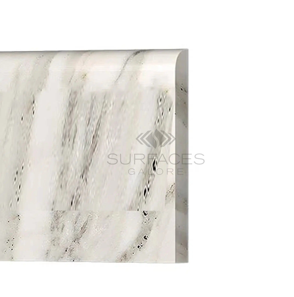 Calacatta Gold Italian Premium Marble 4X12 Surface - Bullnosed/Long - Edge - Bullnosed Tile Polished - Honed - SurfacesGalorePolished