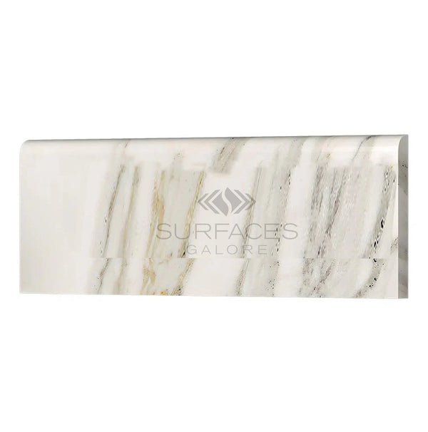 Calacatta Gold Italian Premium Marble 4X12 Surface - Bullnosed/Long - Edge - Bullnosed Tile Polished - Honed - SurfacesGalorePolished