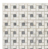 Calacatta Gold Italian Premium Pinwheel (w/Blue - Gray) Mosaic Marble Tile Polished - Honed - SurfacesGalorePolished