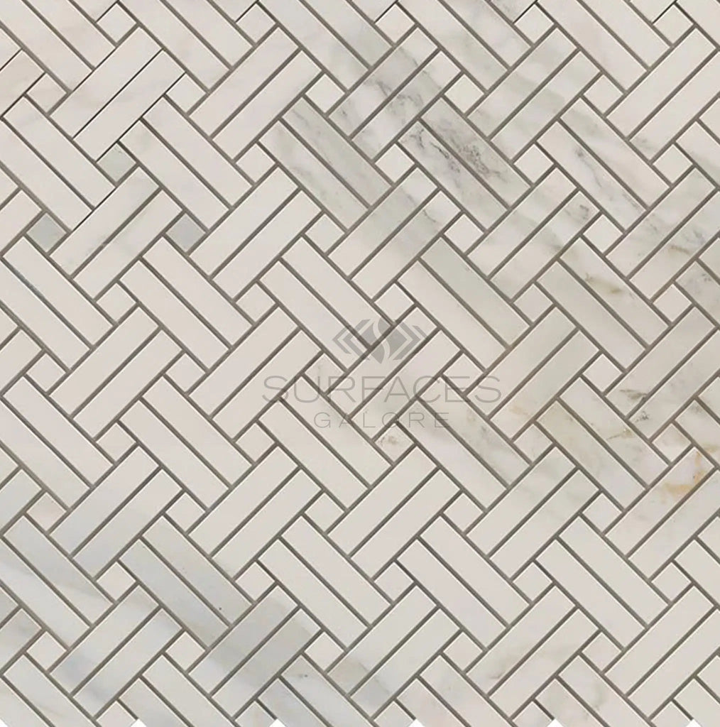 Calacatta Gold Italian Premium Stanza (w/Calacatta Gold) Mosaic Marble Tile Polished - Honed - SurfacesGalorePolished