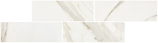 Calacatta Gold Marble 4X12 Deep-Beveled Polished-Honed