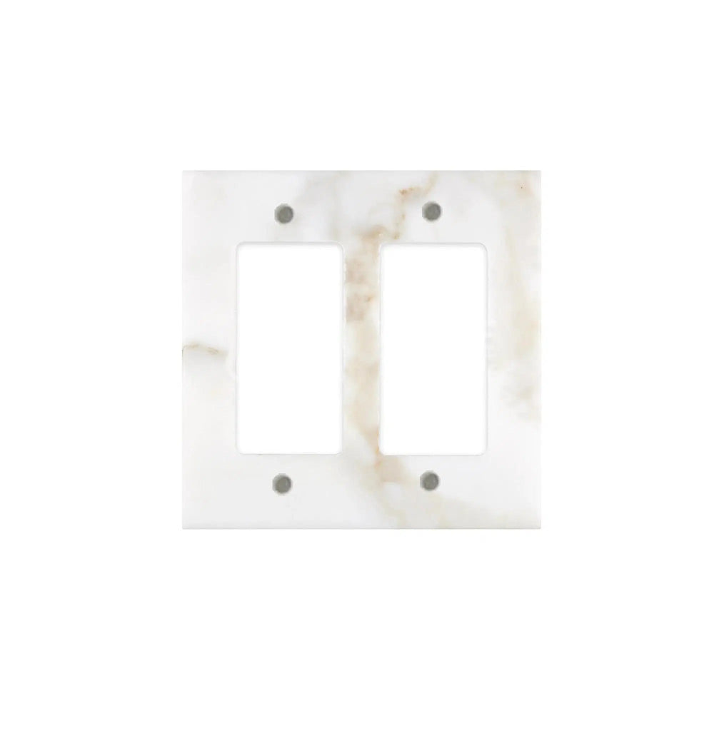 Calacatta Gold 	Marble Double ROCKER Switch Wall Plate/Cover Plate/Switch Plate