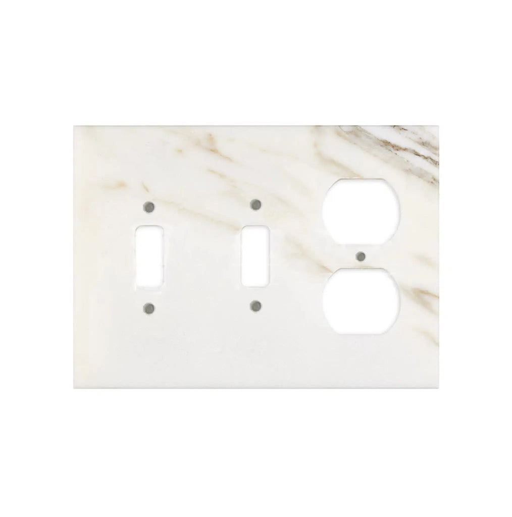 Calacatta Gold 	Marble Double TOGGLE - DUPLEX Switch Wall Plate/Cover Plate/Switch Plate