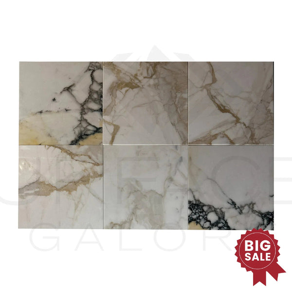 Calacatta Gold Medley 12X12 Polished Marble Tile 280 Sq.Ft. - Discounted, Marble/Travertine Clearance Sale - SurfacesGalore