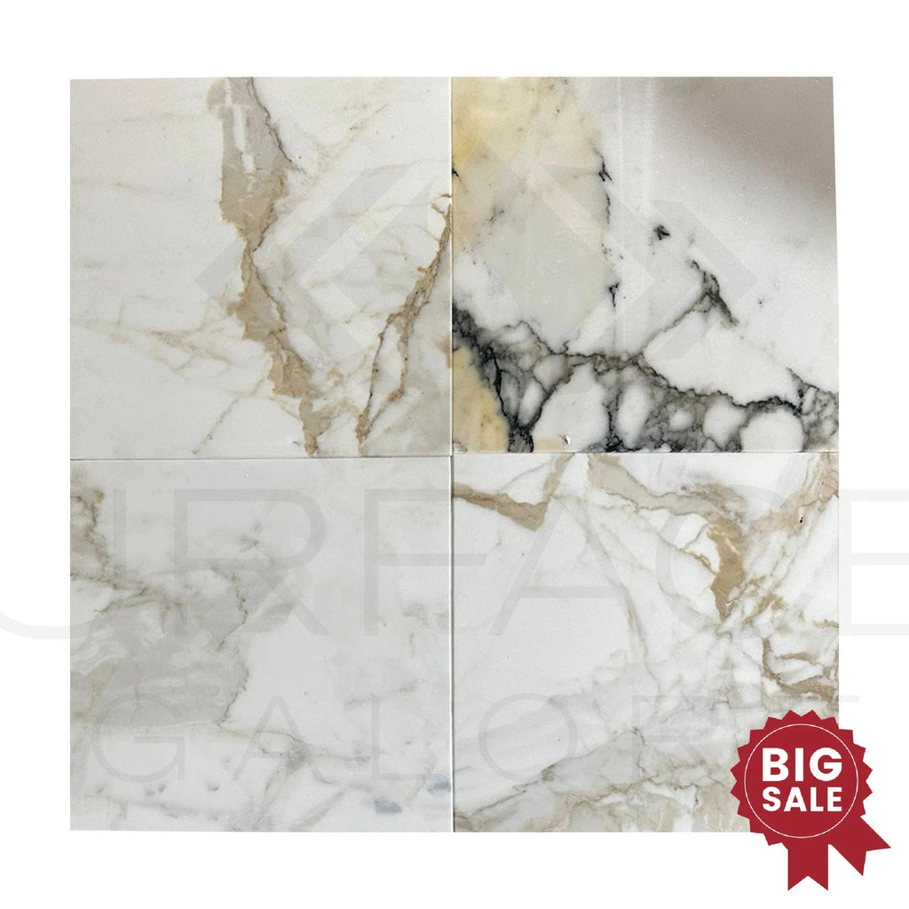 Calacatta Gold Medley 12X12 Polished Marble Tile 280 Sq.Ft. - Discounted, Marble/Travertine Clearance Sale - SurfacesGalore