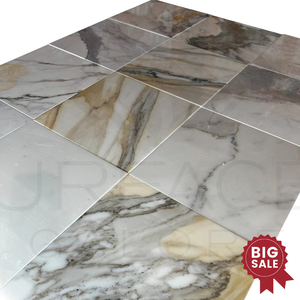 Calacatta Gold Medley 12X12 Polished Marble Tile 300 Sq.Ft. - Discounted, Marble/Travertine Clearance Sale - SurfacesGalore