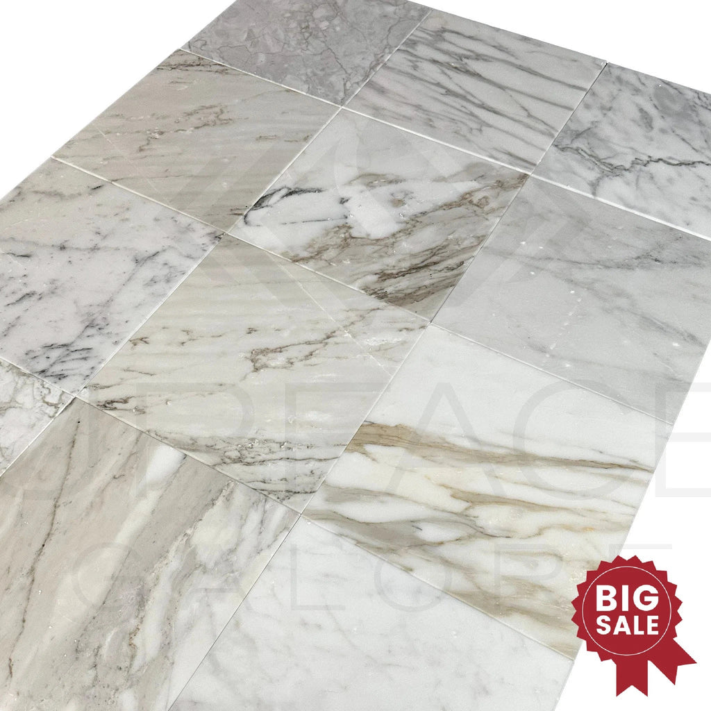 Calacatta Gold Medley 12X12 Polished Marble Tile 300 Sq.Ft. - Discounted, Marble/Travertine Clearance Sale - SurfacesGalore