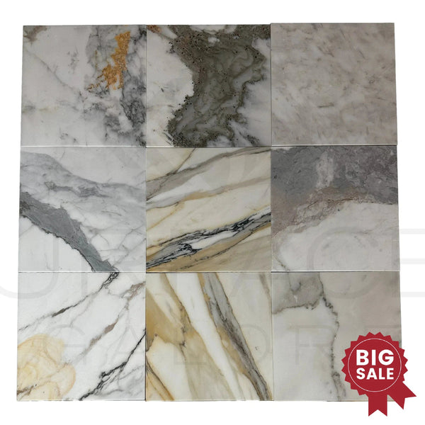 Calacatta Gold Medley 12X12 Polished Marble Tile 300 Sq.Ft. - Discounted, Marble/Travertine Clearance Sale - SurfacesGalore