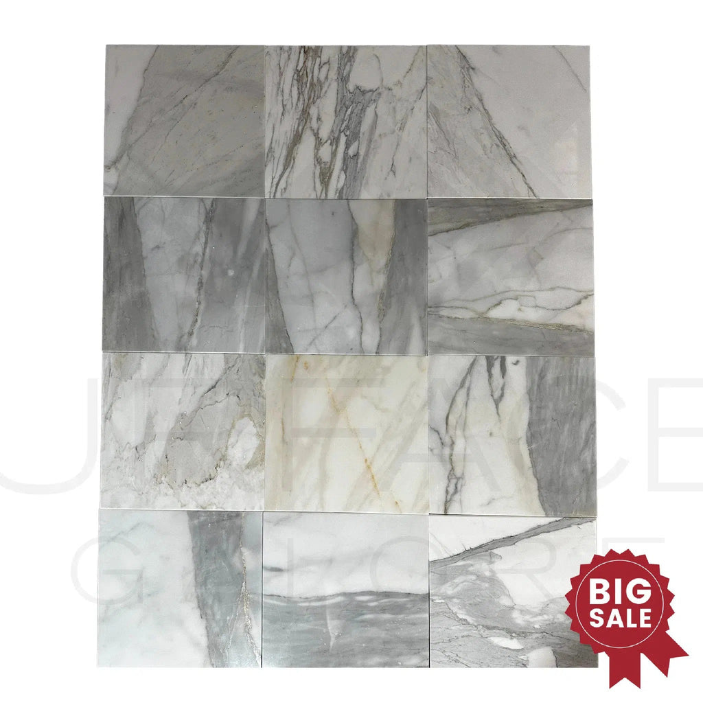 Calacatta Gold Medley 12X12 Polished Marble Tile 300 Sq.Ft. - Discounted, Marble/Travertine Clearance Sale - SurfacesGalore