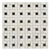 Calacatta Gold Pinwheel (w/Black) Mosaic Marble Tile Polished-Honed