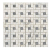 Calacatta Gold Pinwheel (w/Blue-Gray) Mosaic Marble Tile Polished-Honed