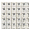 Calacatta Gold Pinwheel (w/Blue-Gray) Mosaic Marble Tile Polished-Honed