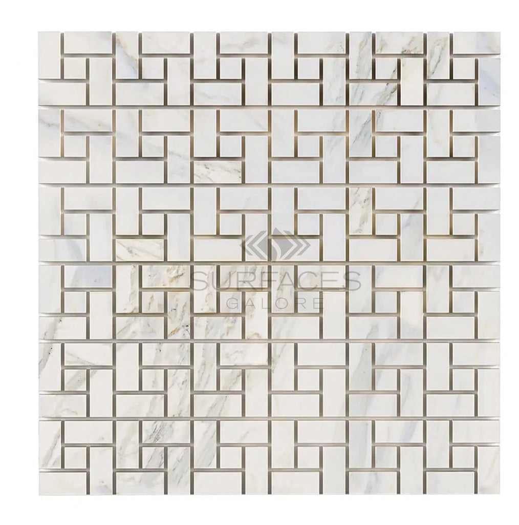 Calacatta Gold Pinwheel (w/Calacatta Gold) Mosaic Marble Tile Polished-Honed