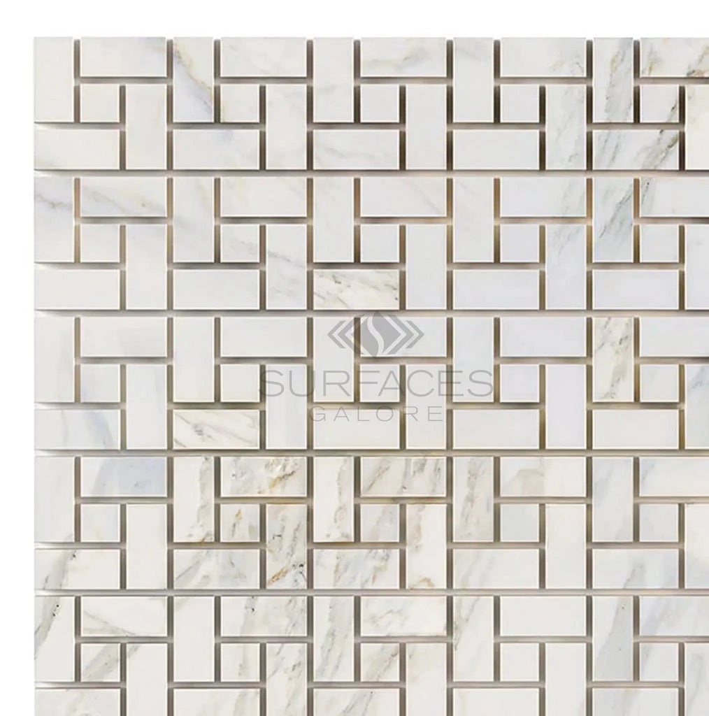 Calacatta Gold Pinwheel (w/Calacatta Gold) Mosaic Marble Tile Polished-Honed