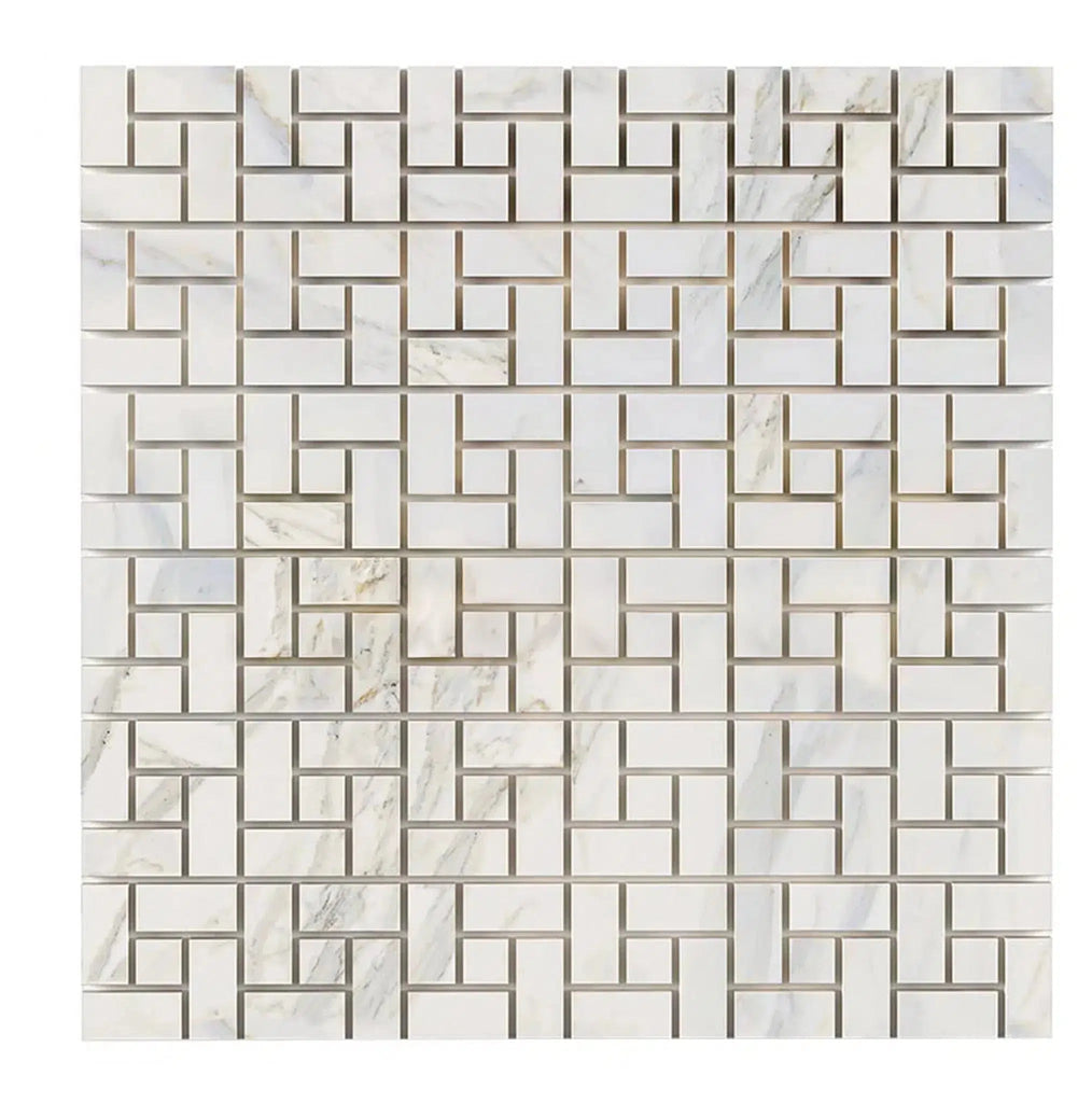 Calacatta Gold Pinwheel (w/Calacatta Gold) Mosaic Marble Tile Polished-Honed