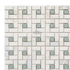 Calacatta Gold Pinwheel (w/Ming-Green) Mosaic Marble Tile Polished-Honed