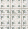 Calacatta Gold Pinwheel (w/Ming-Green) Mosaic Marble Tile Polished-Honed