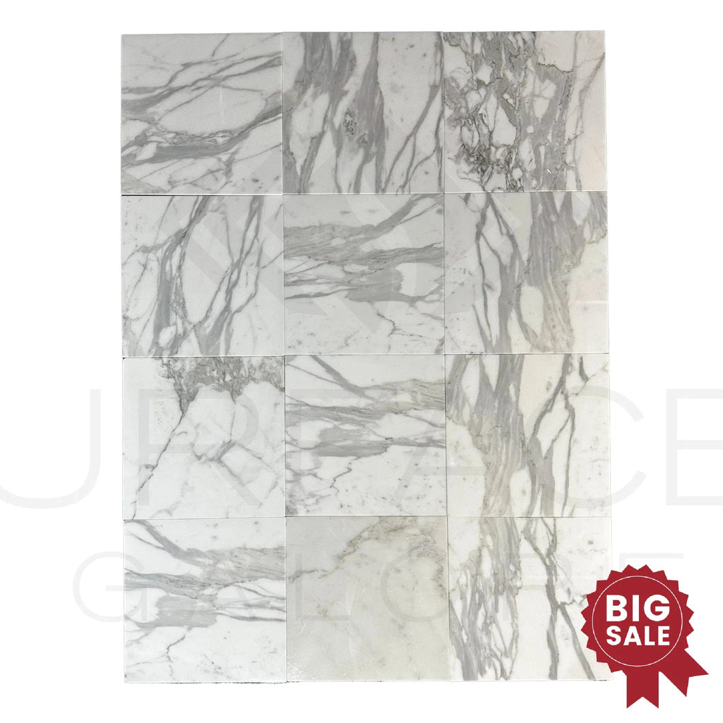 Calacatta Gold Supreme 12X12 Polished Marble Tile 280 Sq.Ft. - Discounted, Marble/Travertine Clearance Sale - SurfacesGalore