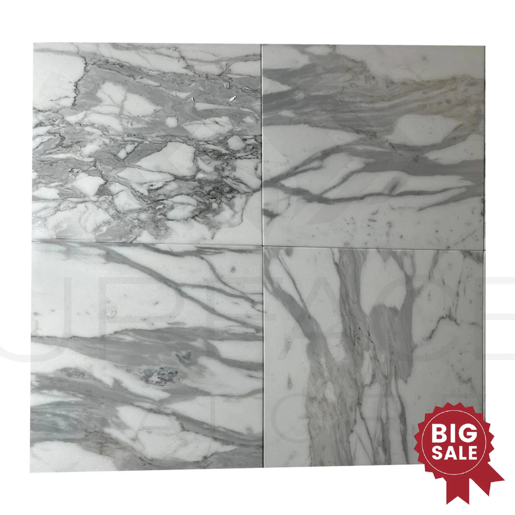 Calacatta Gold Supreme 12X12 Polished Marble Tile 280 Sq.Ft. - Discounted, Marble/Travertine Clearance Sale - SurfacesGalore