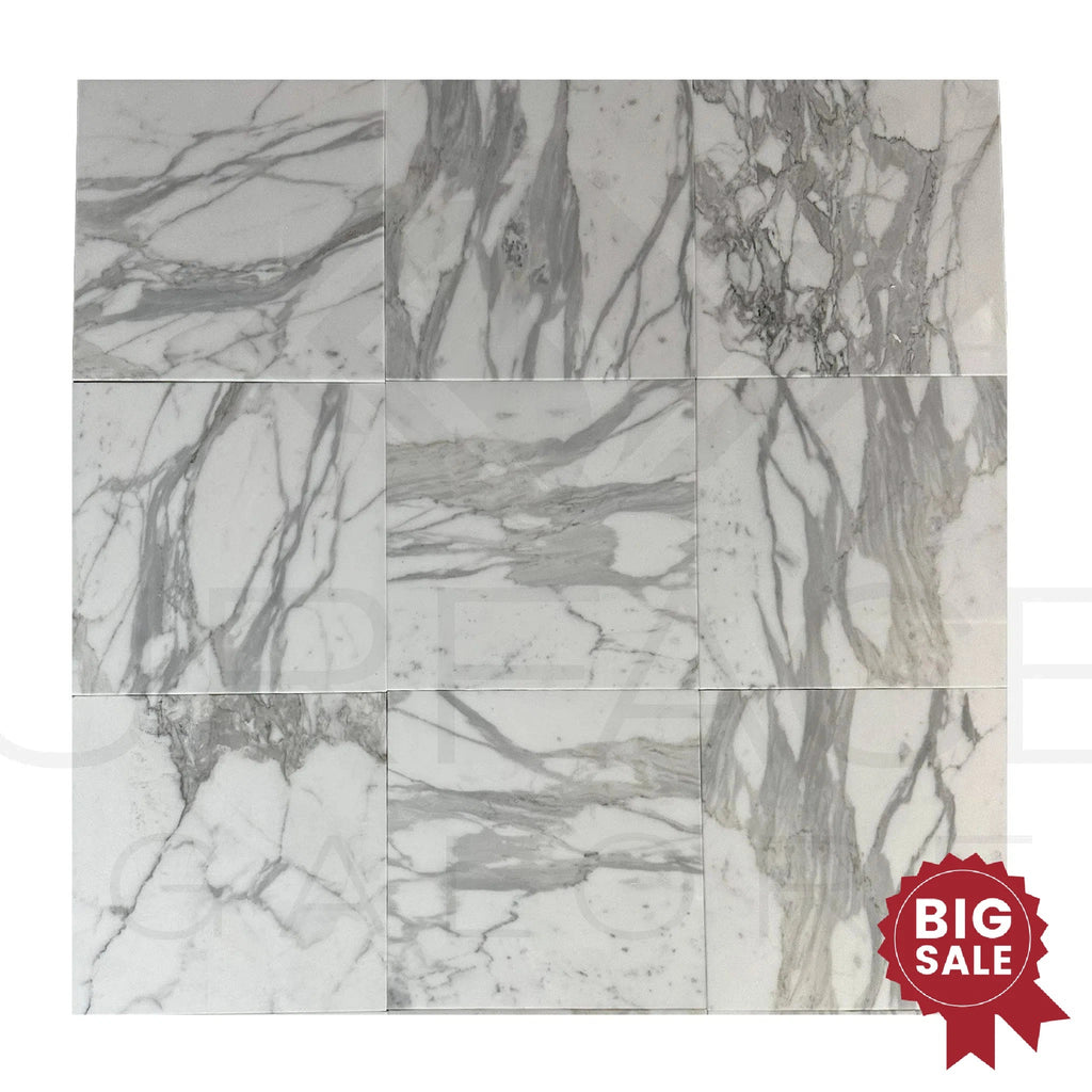 Calacatta Gold Supreme 12X12 Polished Marble Tile 280 Sq.Ft. - Discounted, Marble/Travertine Clearance Sale - SurfacesGalore