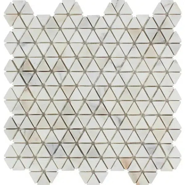 Calacatta Gold Triangular Hexagon Mosaic Marble Tile Tumbled