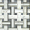 Calacatta Gold Triple-Weave (w/Blue-Gray) Mosaic Marble Tile Polished-Honed