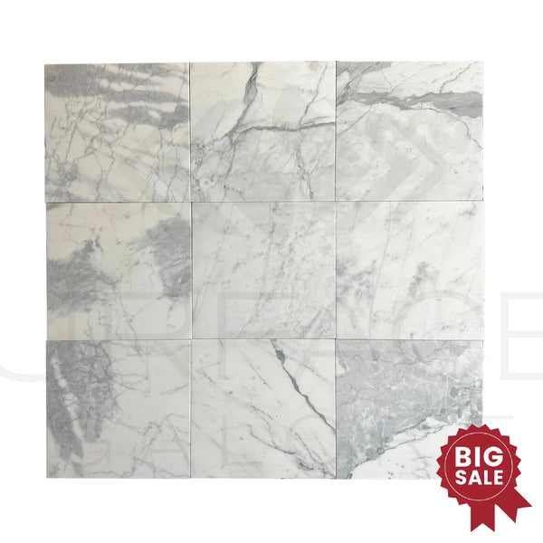 Calacatta Gray 12X12 Honed Marble Tile 210 Sq.Ft. - Discounted, Marble/Travertine Clearance Sale - SurfacesGalore