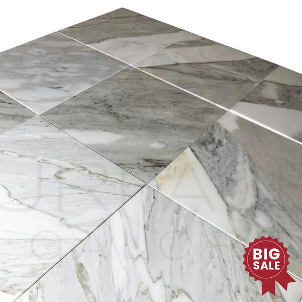 Calacatta Gray 12X12 Polished Marble Tile 300 Sq.Ft. - Discounted, Marble/Travertine Clearance Sale - SurfacesGalore