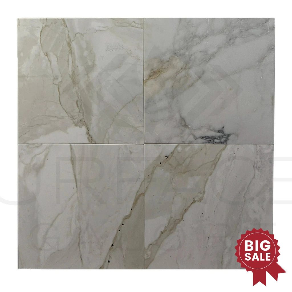 Calacatta Gray 12X12 Polished Marble Tile 300 Sq.Ft. - Discounted, Marble/Travertine Clearance Sale - SurfacesGalore