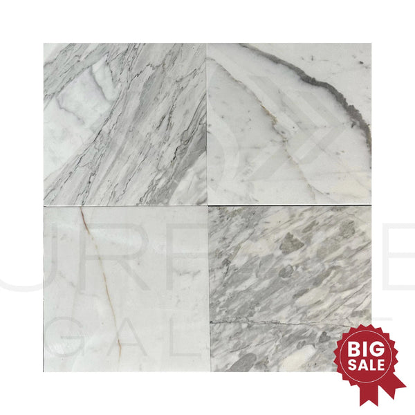 Calacatta Medley 12X12 Polished Marble Tile 300 Sq.Ft. - Discounted, Marble/Travertine Clearance Sale - SurfacesGalore