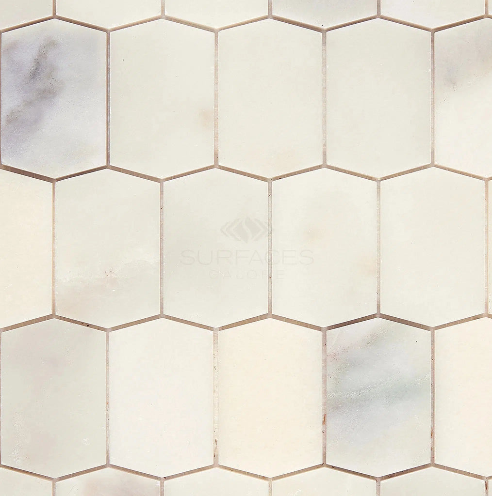 Calacatta Olive Green Marble Picket Mosaic Tile Polished-Honed