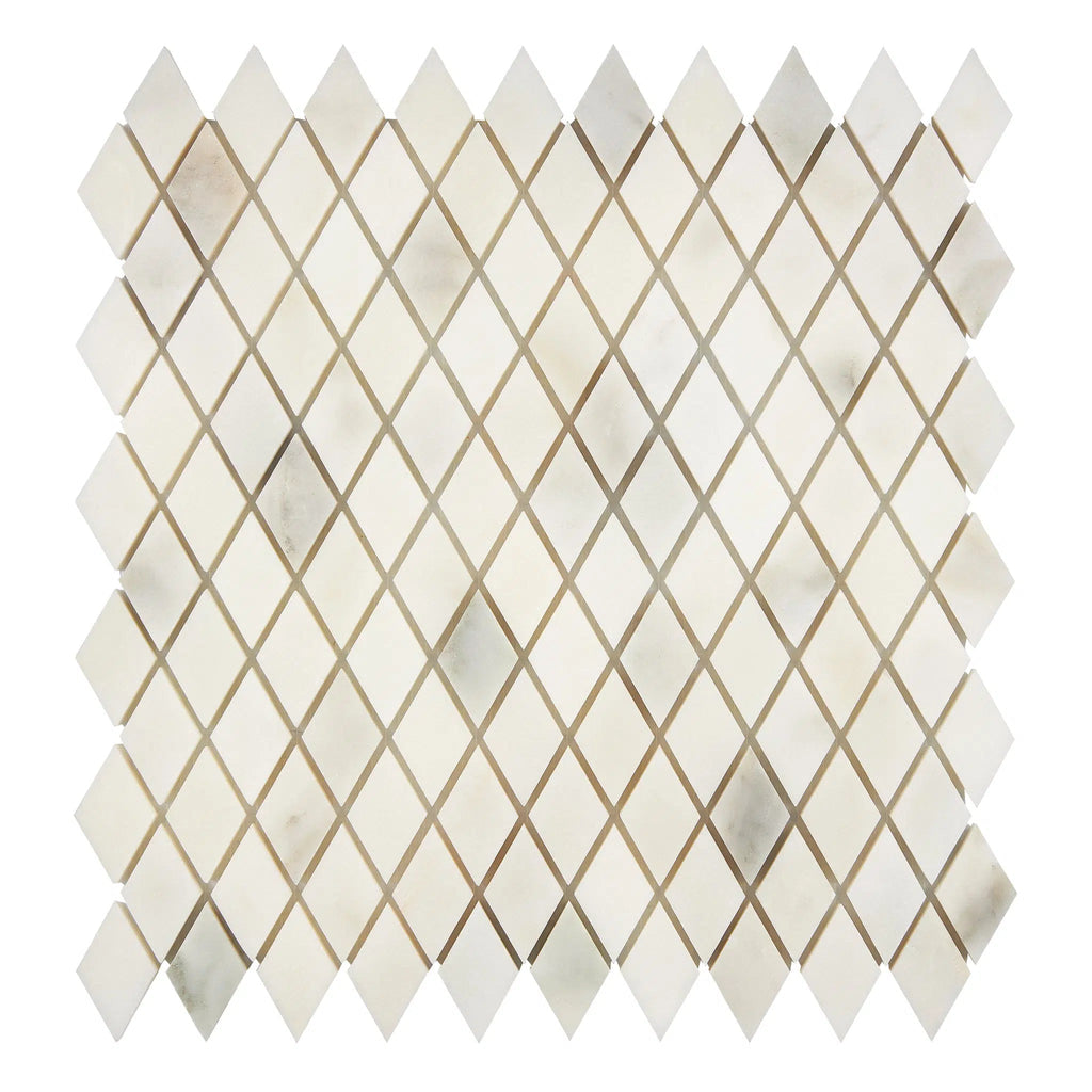 Calacatta Olive Green Marble Diamond / Rhomboid Mosaic Tile Polished-Honed