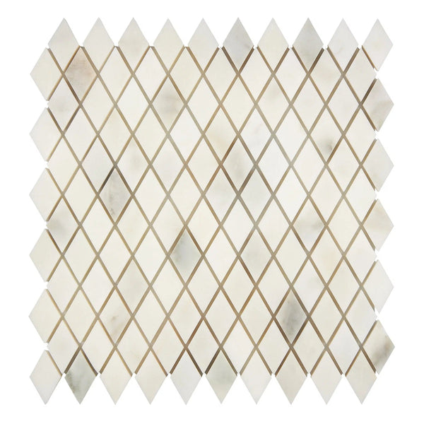 Calacatta Olive Green Marble Diamond / Rhomboid Mosaic Tile Polished-Honed