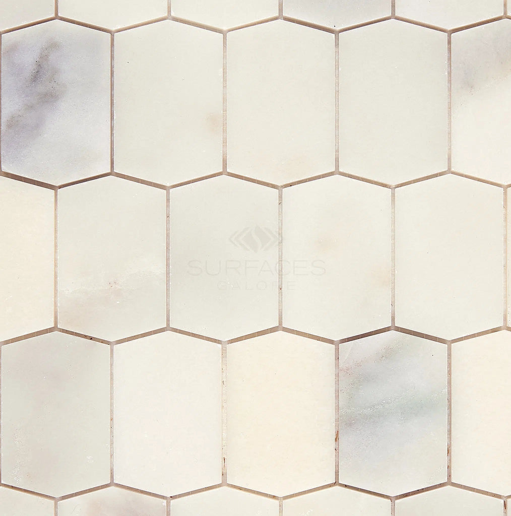 Calacatta Olive Green Marble Picket Mosaic Tile Polished - Honed - SurfacesGalorePicket MosaicPolished