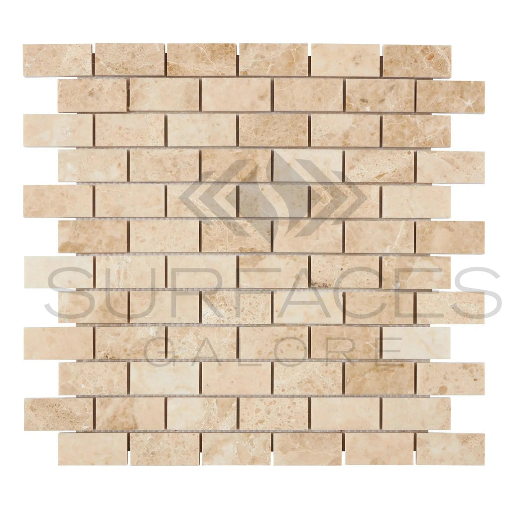 Cappuccino Marble 1X2 Brick Mosaic Tile Polished