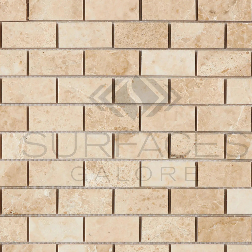 Cappuccino Marble 1X2 Brick Mosaic Tile Polished