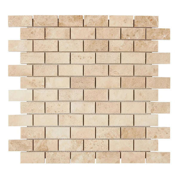 Cappuccino Marble 1X2 Brick Mosaic Tile Polished