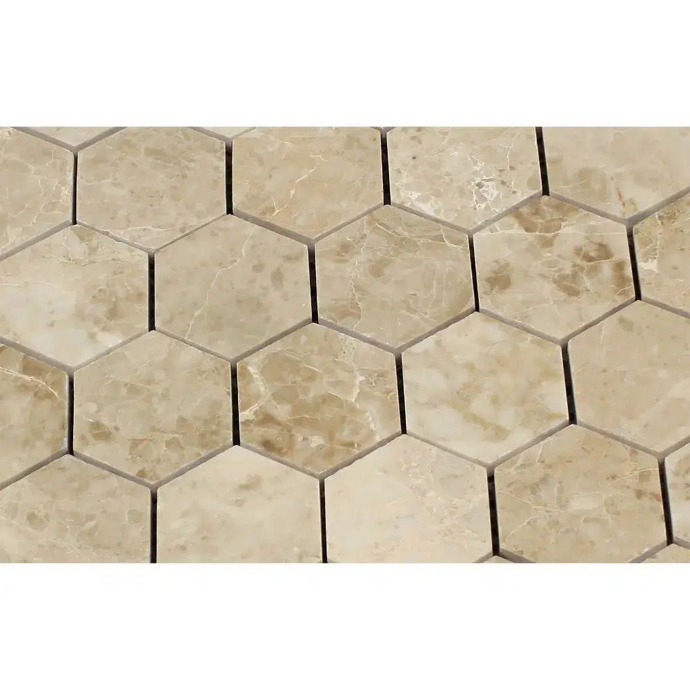 Cappuccino Marble 2" Hexagon Mosaic Tile Polished