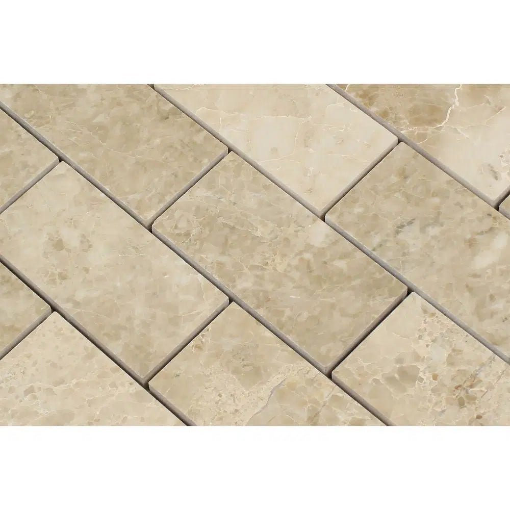 Cappuccino Marble 2X4 Brick Mosaic Tile Polished - SurfacesGalore