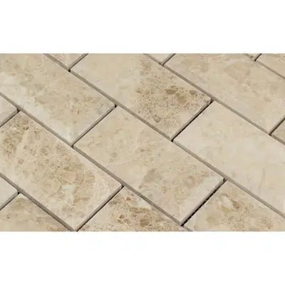 Cappuccino Marble 2X4 Deep - Beveled Brick Mosaic Tile Polished - SurfacesGalore