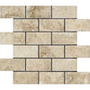 Cappuccino Marble 2X4 Deep - Beveled Brick Mosaic Tile Polished - SurfacesGalore