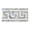 Carrara White 3 1/2X7 Greek Key Border (w/ Blue-Gray) Polished-Honed