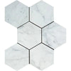 Carrara White 5" Hexagon Mosaic Marble Tile Polished-Honed