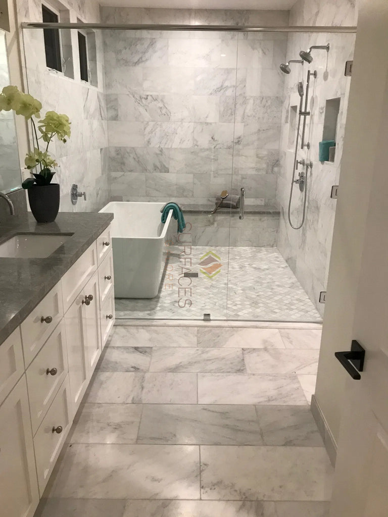 Carrara White 6" Hexagon Mosaic Marble Tile Polished-Honed