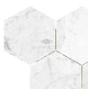 Carrara White 6" Hexagon Mosaic Marble Tile Polished-Honed