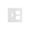 SurfacesGalore Carrara White Marble TOGGLE - DUPLEX Switch Wall Plate / Cover Plate / Switch Plate with a cutout for a single switch and a dual outlet.